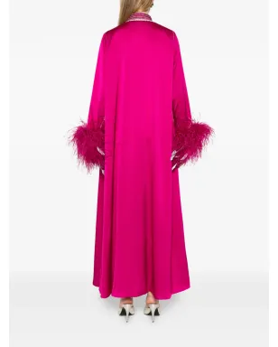 Reem Al Dhaheri 刺繍とフェザーのディテールが施されたカフタンセット - ピンク - サムネイル3