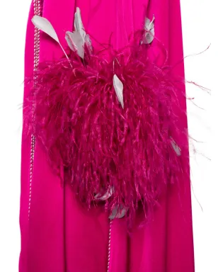 Reem Al Dhaheri 刺繍とフェザーのディテールが施されたカフタンセット - ピンク - サムネイル4