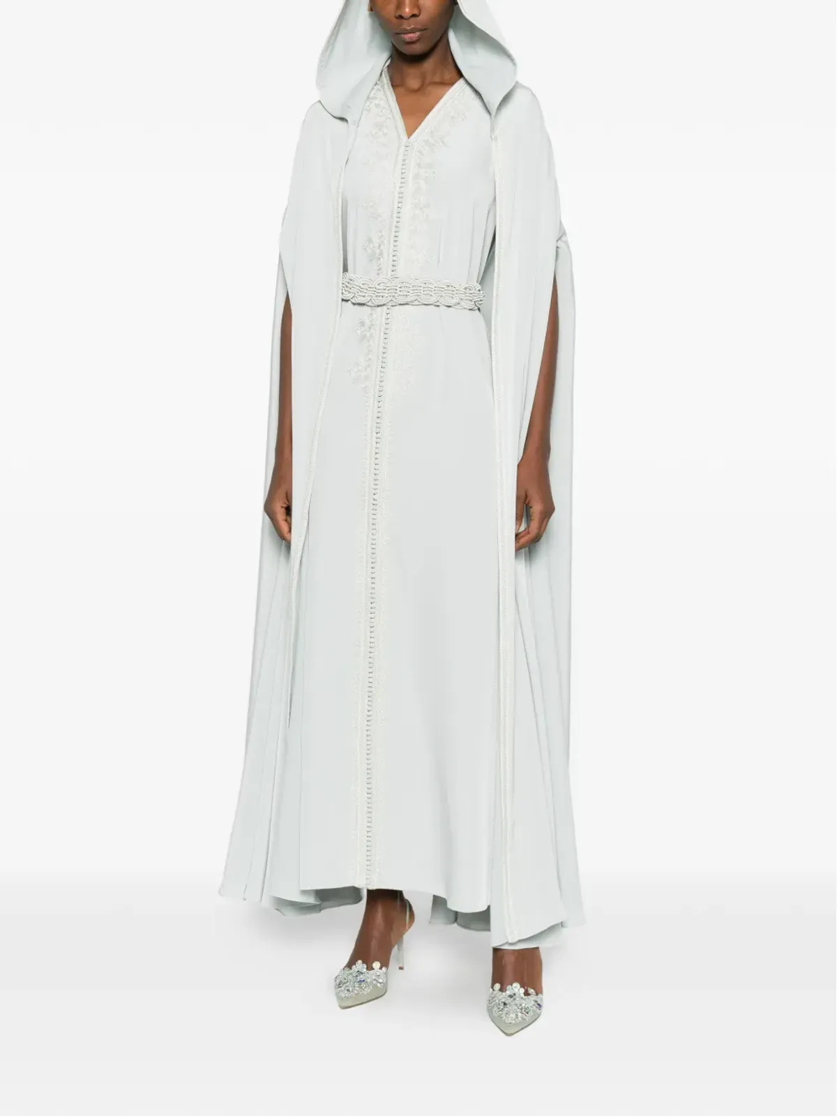 Reem Al Dhaheri 刺繍入りフード付きカフタンセット - グレー - 画像2