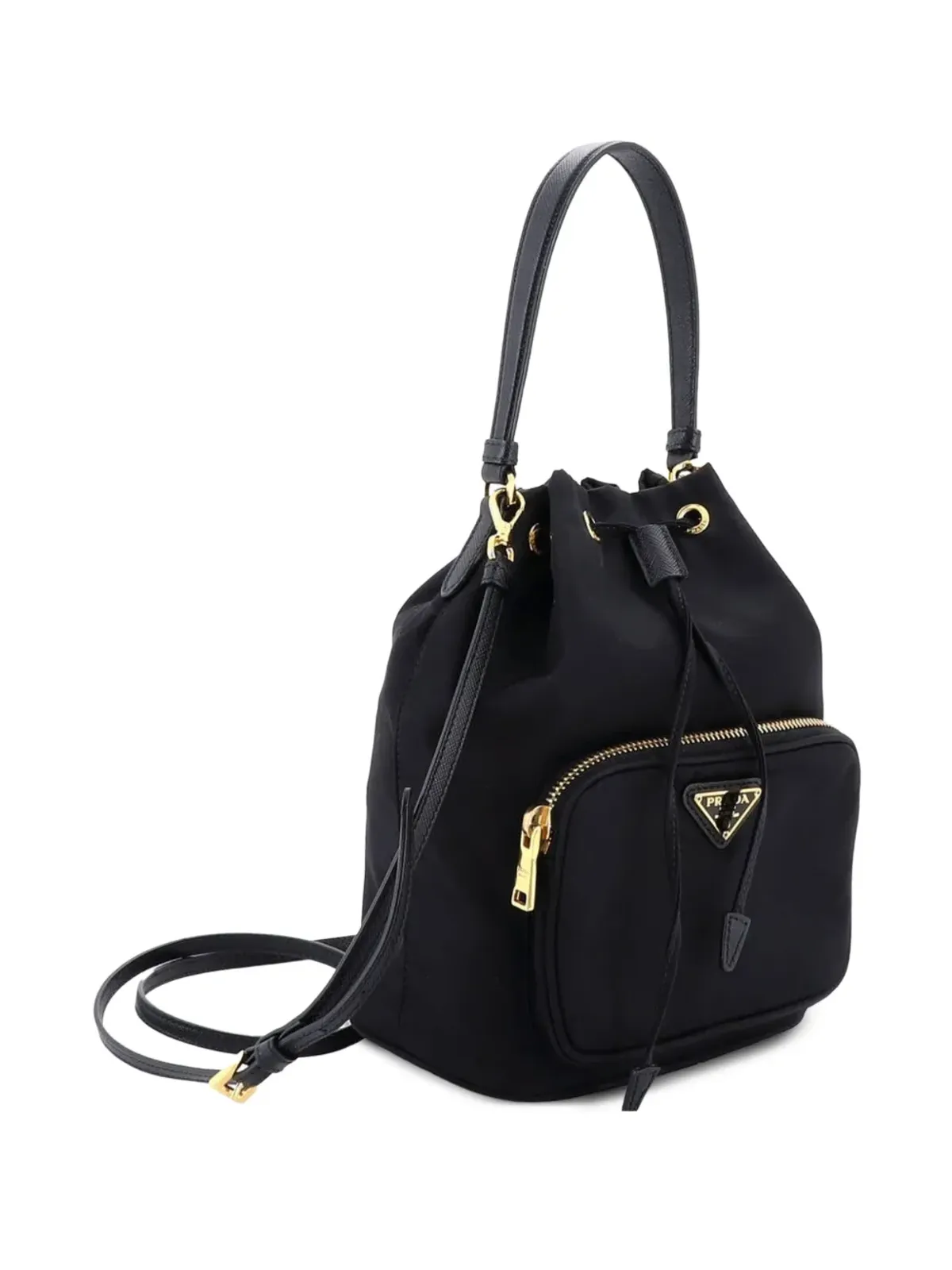 Prada ビンテージ デュエット ドローストリング テスツォ スモール バケットバッグ ブラック - 画像3