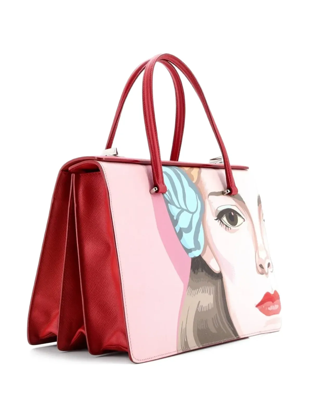 Prada ビンテージ Turn Lock トート プリント サフィアーノ ミディアム サッチェル - ピンク - 画像3