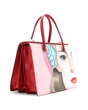 Prada ビンテージ Turn Lock トート プリント サフィアーノ ミディアム サッチェル - ピンク - サムネイル3