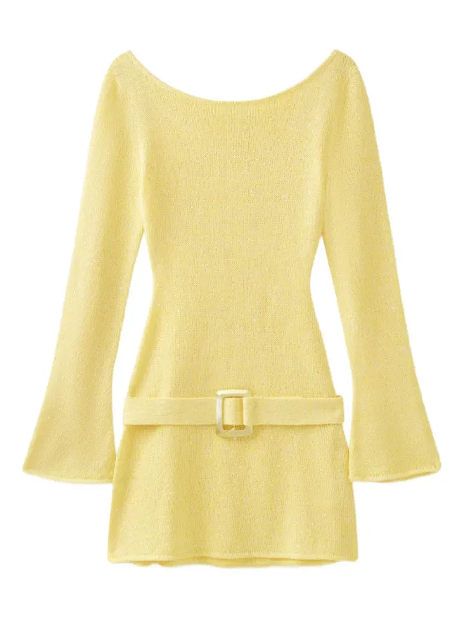 ASTA RESORT Asta Resort Maya belted-waist mini dress - Yellowの商品画像