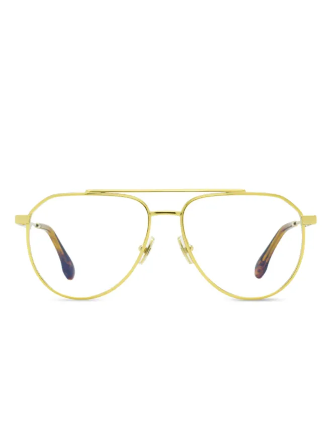 Victoria Beckham Eyewear Victoria Beckham Eyewear ダブルブリッジ・パイロットメガネ - Goldの商品画像
