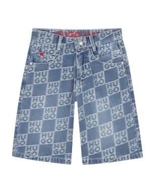 HUGO KIDS ロゴ柄デニムショーツ - サムネイル1