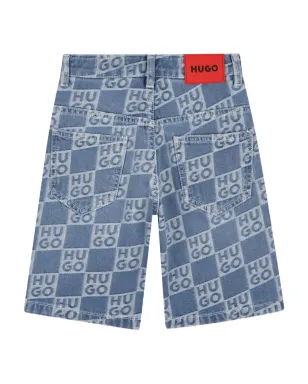 HUGO KIDS ロゴ柄デニムショーツ - サムネイル2