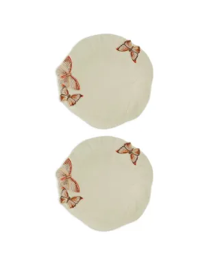 Bordallo Pinheiro x Claudia Schiffer Cloudy Butterflies plate - 雲の蝶が描かれた葉形プレート - サムネイル1