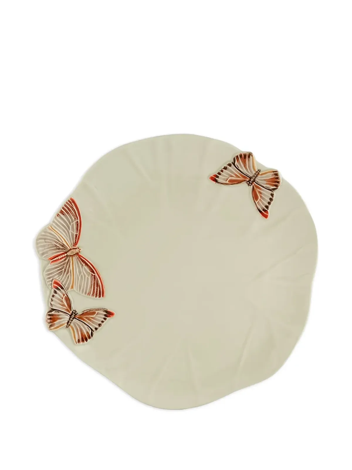 Bordallo Pinheiro x Claudia Schiffer Cloudy Butterflies plate - 雲の蝶が描かれた葉形プレート - 画像2