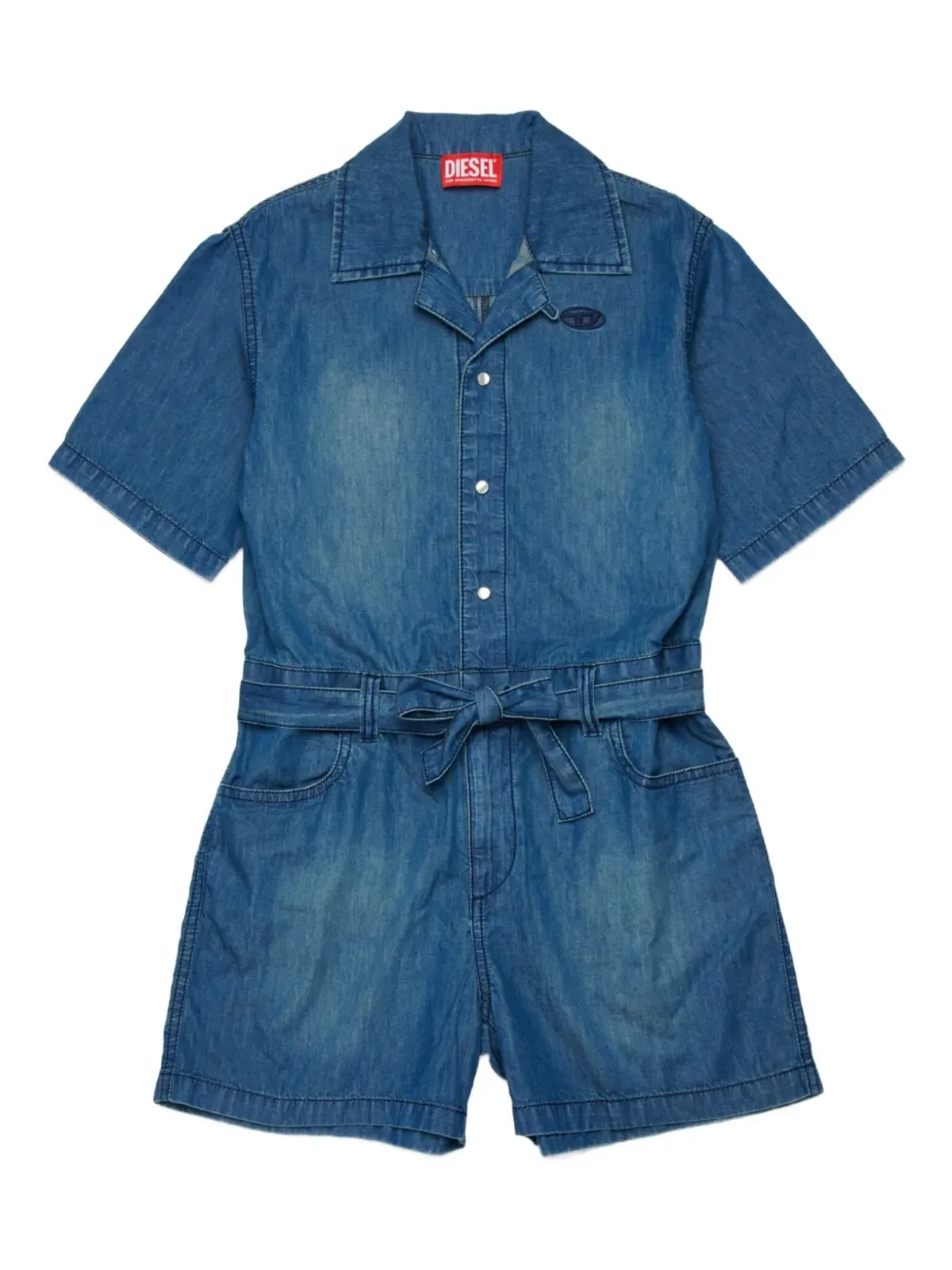 Diesel Kids Jrapp 刺繍ロゴ ベルト付き ジャンプスーツ - ブルー - 画像1