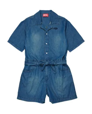 Diesel Kids Jrapp 刺繍ロゴ ベルト付き ジャンプスーツ - ブルー - サムネイル1