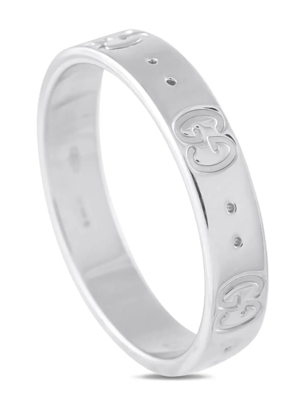 Gucci ビンテージ 18Kホワイトゴールド Icon GG リング シルバー - 画像1