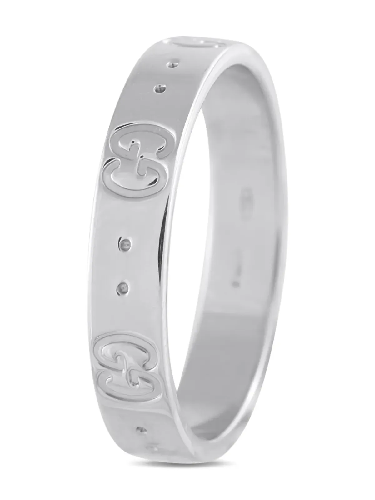 Gucci ビンテージ 18Kホワイトゴールド Icon GG リング シルバー - 画像2