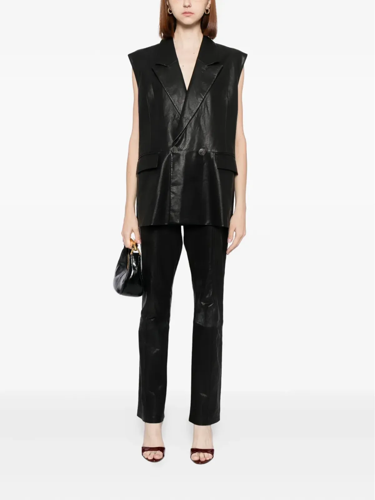 Cynthia Rowley レザー ウエストコート - 画像2
