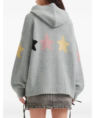 Mini Cream 星柄フード付きジップカーディガン - Grey - サムネイル4