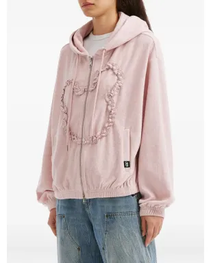 Mini Cream フリルディテール ジップファスナー付きフードパーカー - サムネイル3