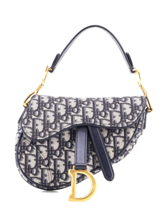 Christian Dior Pre-Owned Christian Dior ビンテージ サドルハンドバッグ オブリークキャンバス ミニショルダーバッグ - ブルーの商品画像