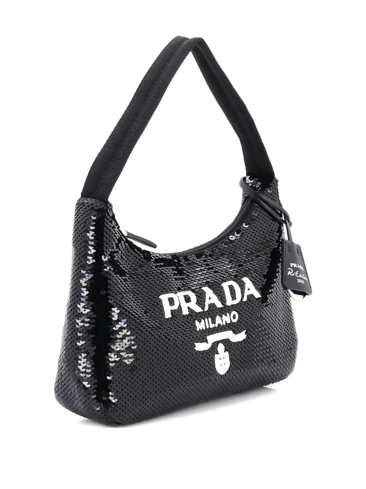 Prada ビンテージ リエディション2000 スパンコール ミニホーボーバッグ - ブラック - 画像3