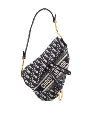 Christian Dior ビンテージ サドルハンドバッグ ロゴ刺繍 オブリークキャンバス ミディアム ショルダーバッグ ブルー - サムネイル2