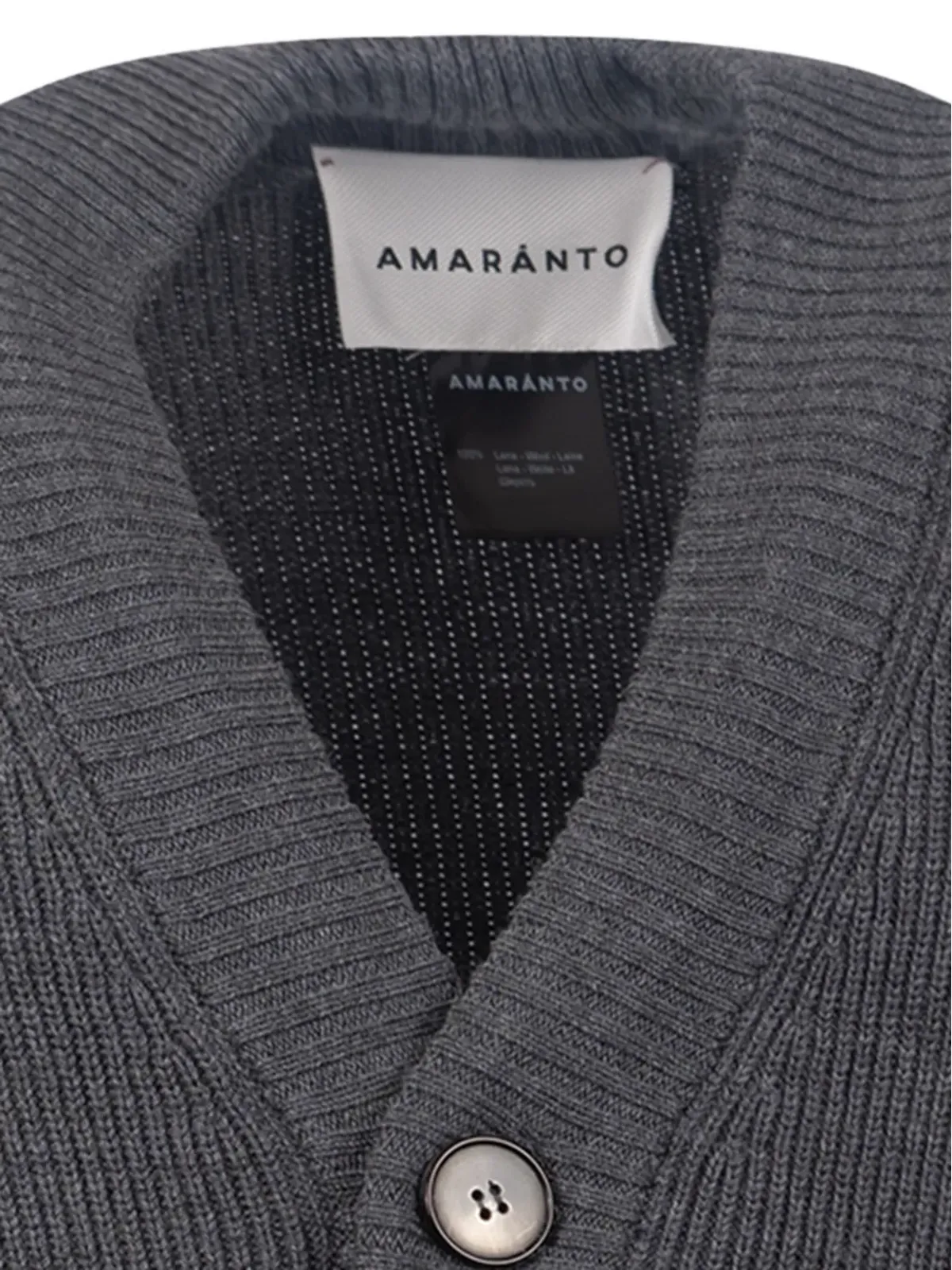 AMARANTO Vネックリブニットカーディガン - グレー - 画像3