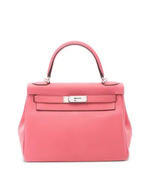 ビンテージ Hermès 2020 Clemence Kelly II Retourne 28 サッチェル ピンク - サムネイル1