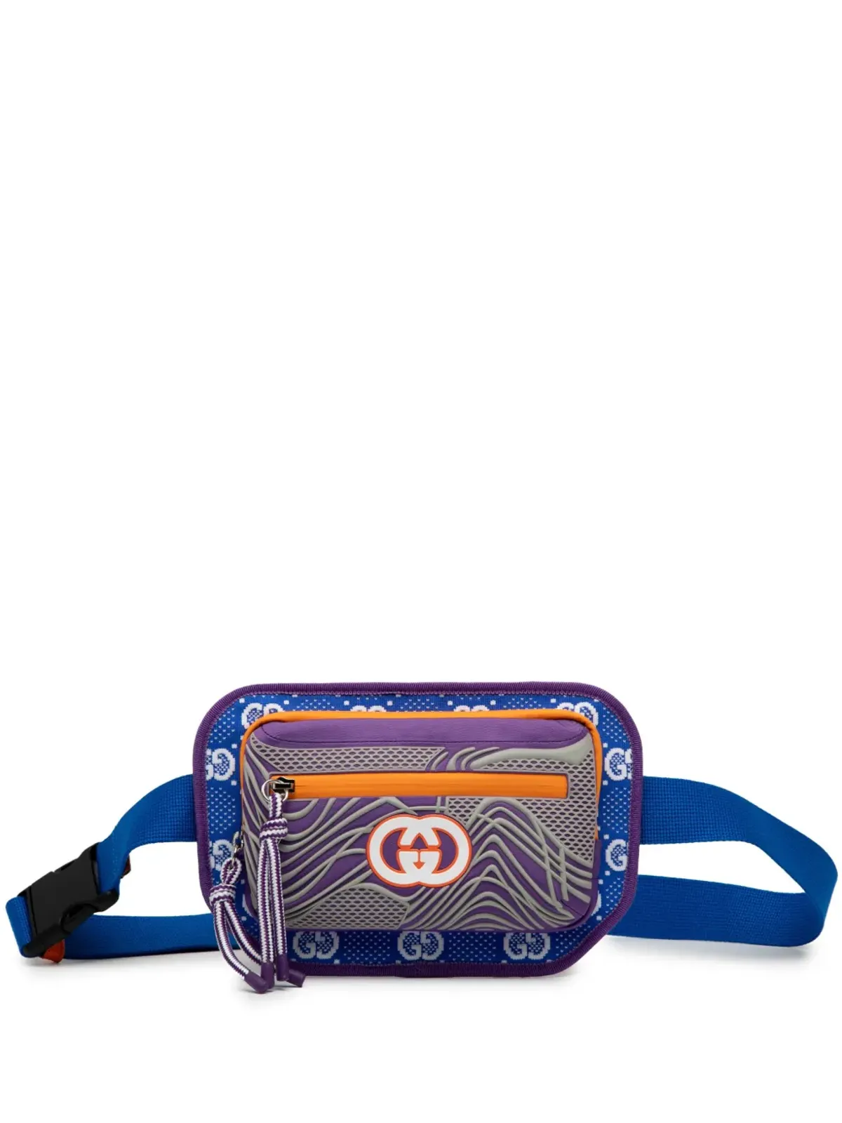 Gucci ビンテージ GGナイロンとラバー ベルトバッグ ブルー - 画像1