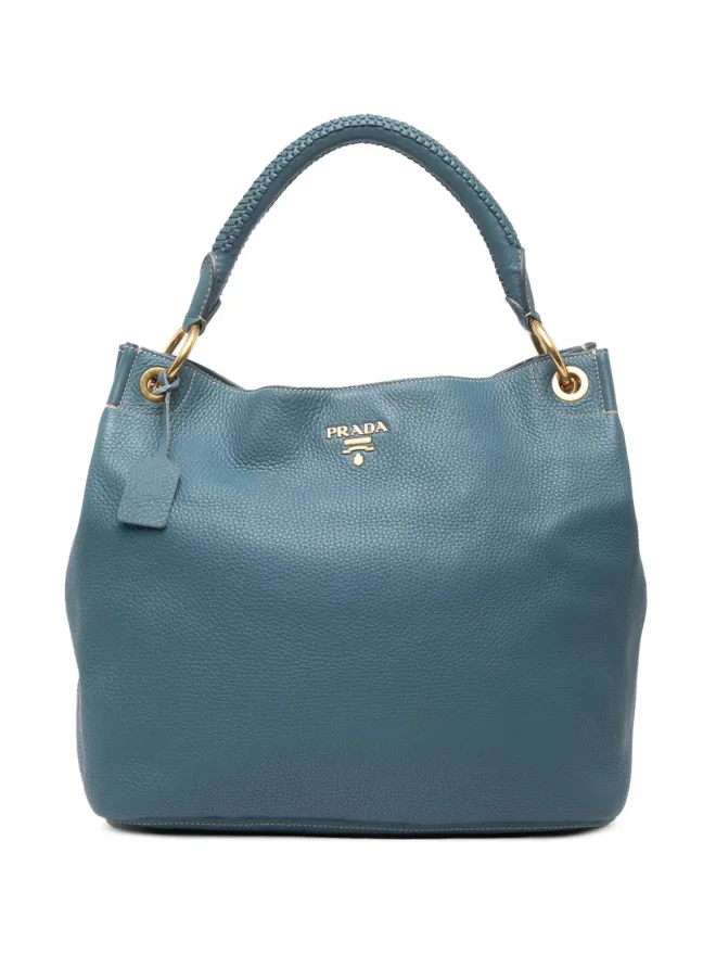 Prada Pre-Owned Prada ビンテージ 2013-2025 ヴィテロ ダイノ ホーボーバッグ ブルーの商品画像