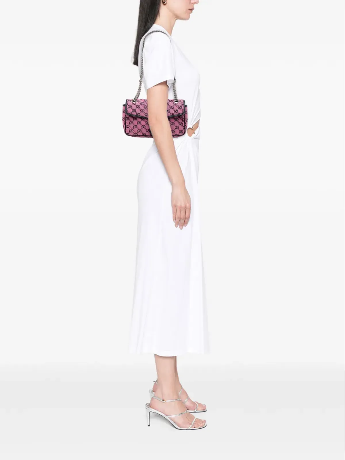 Gucci ビンテージ GG Marmont マテラス ダイアゴナル キャンバス ショルダーバッグ ピンク - 画像2