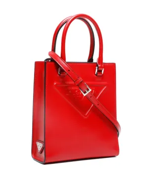 Prada ビンテージ 2020-2025年代 ミニ 2ウェイ 三角形エンボス トートバッグ - レッド - サムネイル3