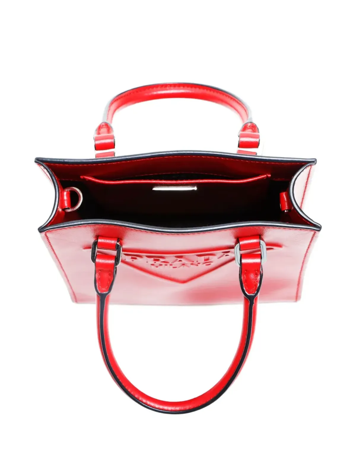 Prada ビンテージ 2020-2025年代 ミニ 2ウェイ 三角形エンボス トートバッグ - レッド - 画像4