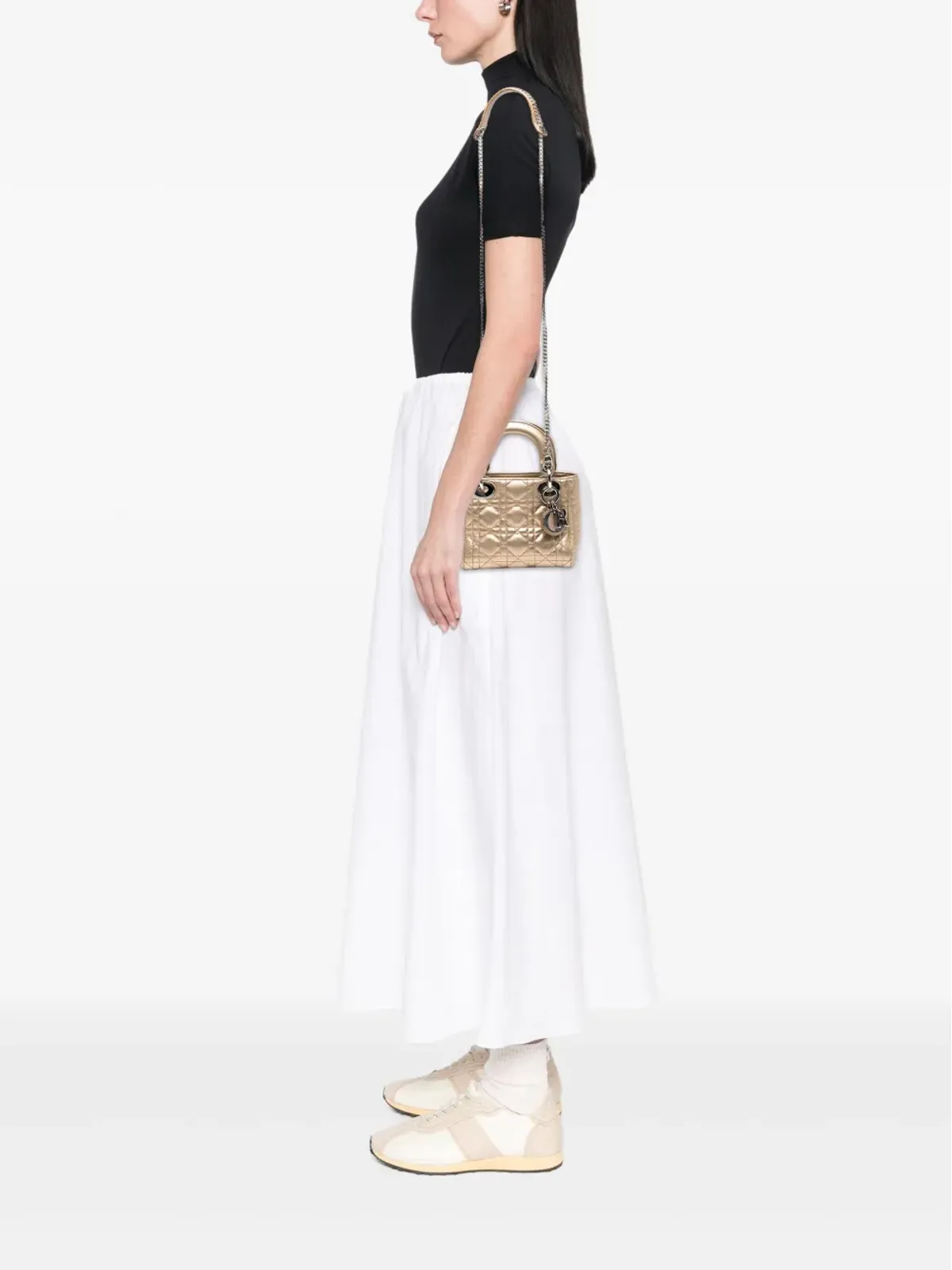 Christian Dior ビンテージ 2014年 ミニ メタリック ラムスキン カナージュ レディ Dior サッチェル - ゴールド - 画像2