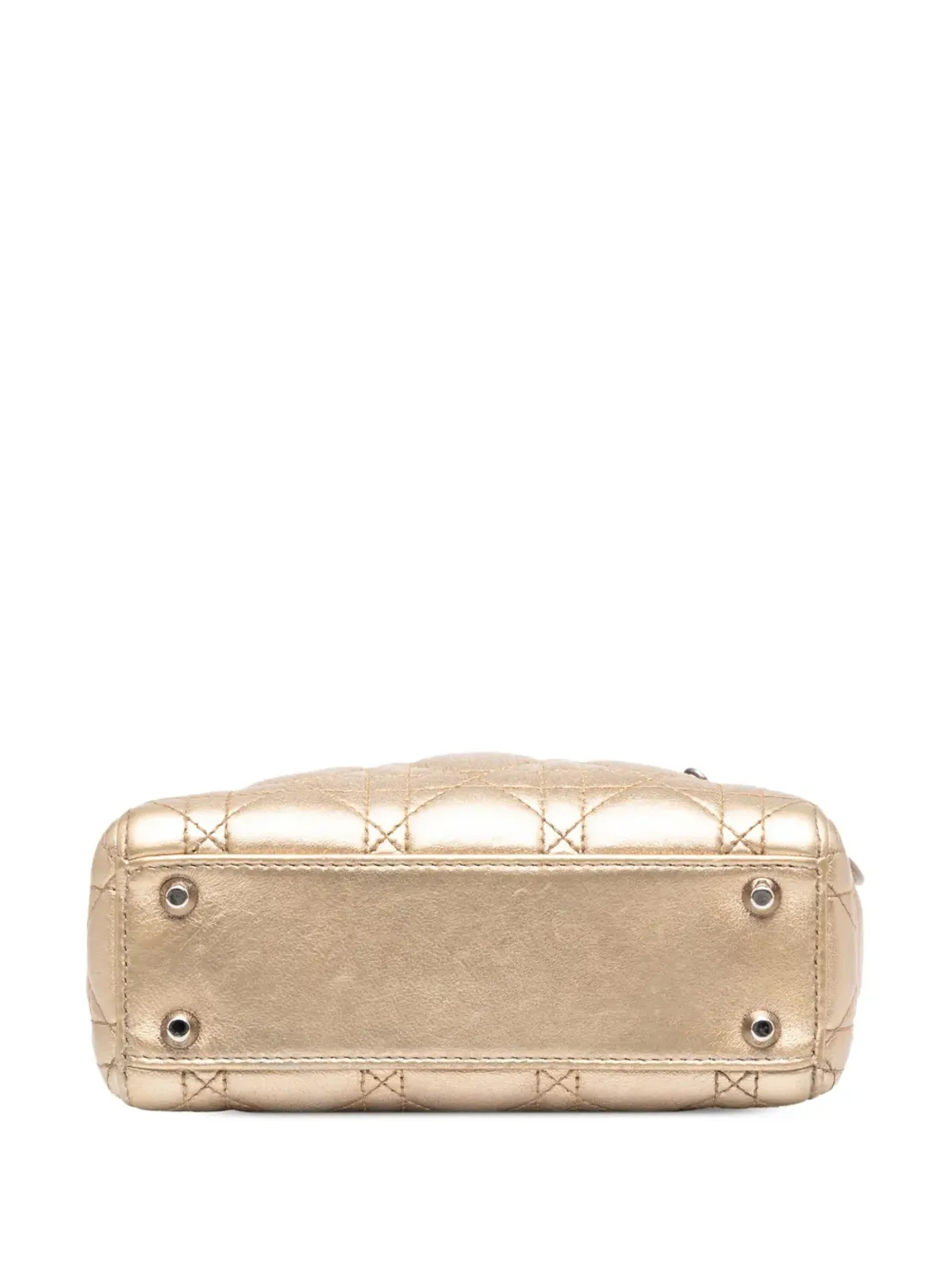 Christian Dior ビンテージ 2014年 ミニ メタリック ラムスキン カナージュ レディ Dior サッチェル - ゴールド - 画像4