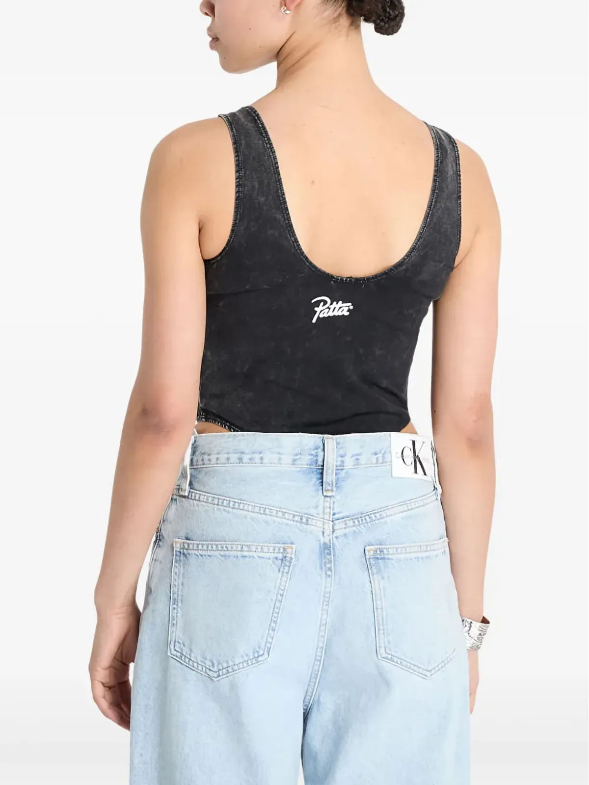PATTA 酸洗いノースリーブボディスーツ - ブラック - 画像3
