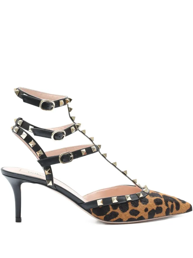 Valentino Garavani Valentino Garavani ロックスタッド アニマルプリント ヒールサンダル - ブラウンの商品画像