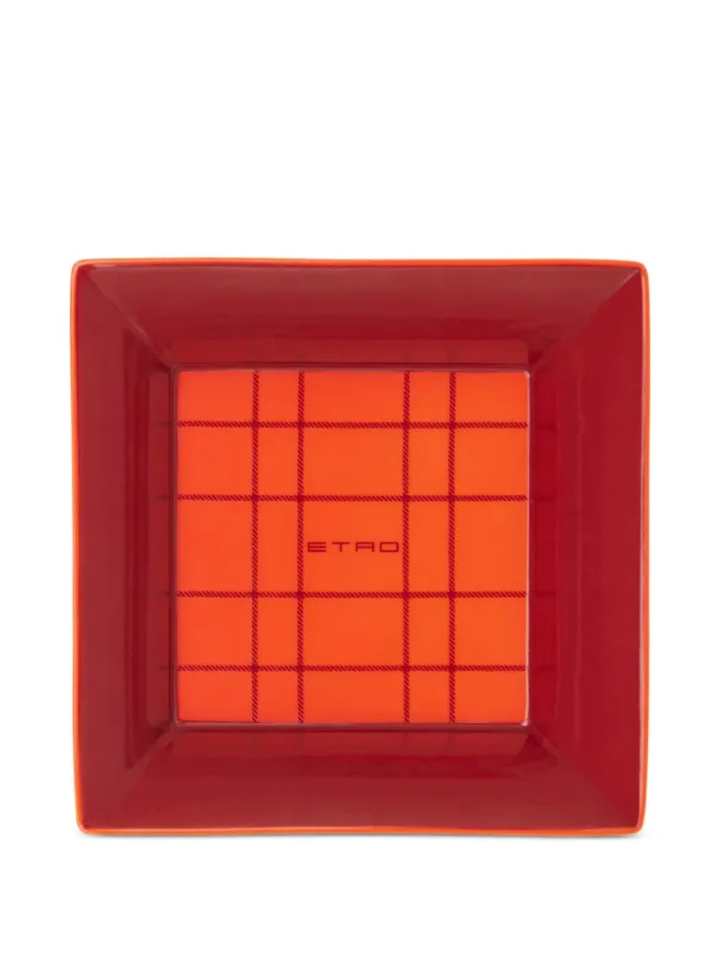 ETRO HOME ETRO HOME チェック柄磁器製トレイ - オレンジの商品画像