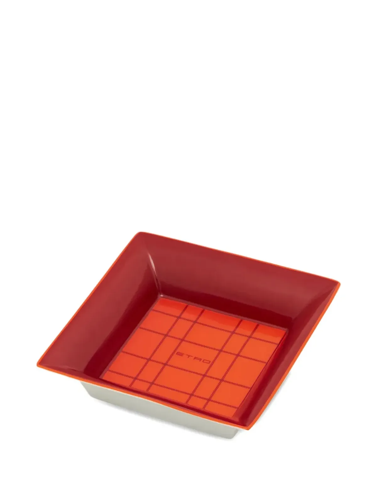 ETRO HOME チェック柄磁器製トレイ - オレンジ - 画像3