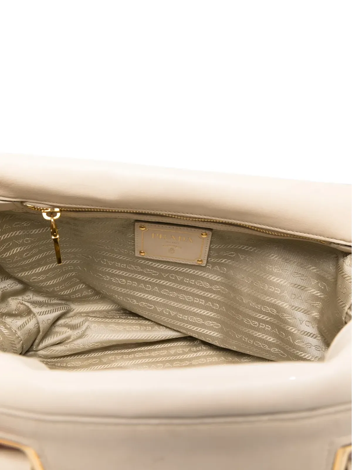 Prada ビンテージ 2010年代 ガーフル ギャザー入り トートバッグ - ニュートラルカラー - 画像5