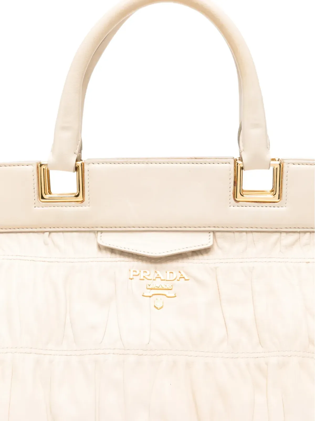 Prada ビンテージ 2010年代 ガーフル ギャザー入り トートバッグ - ニュートラルカラー - 画像4