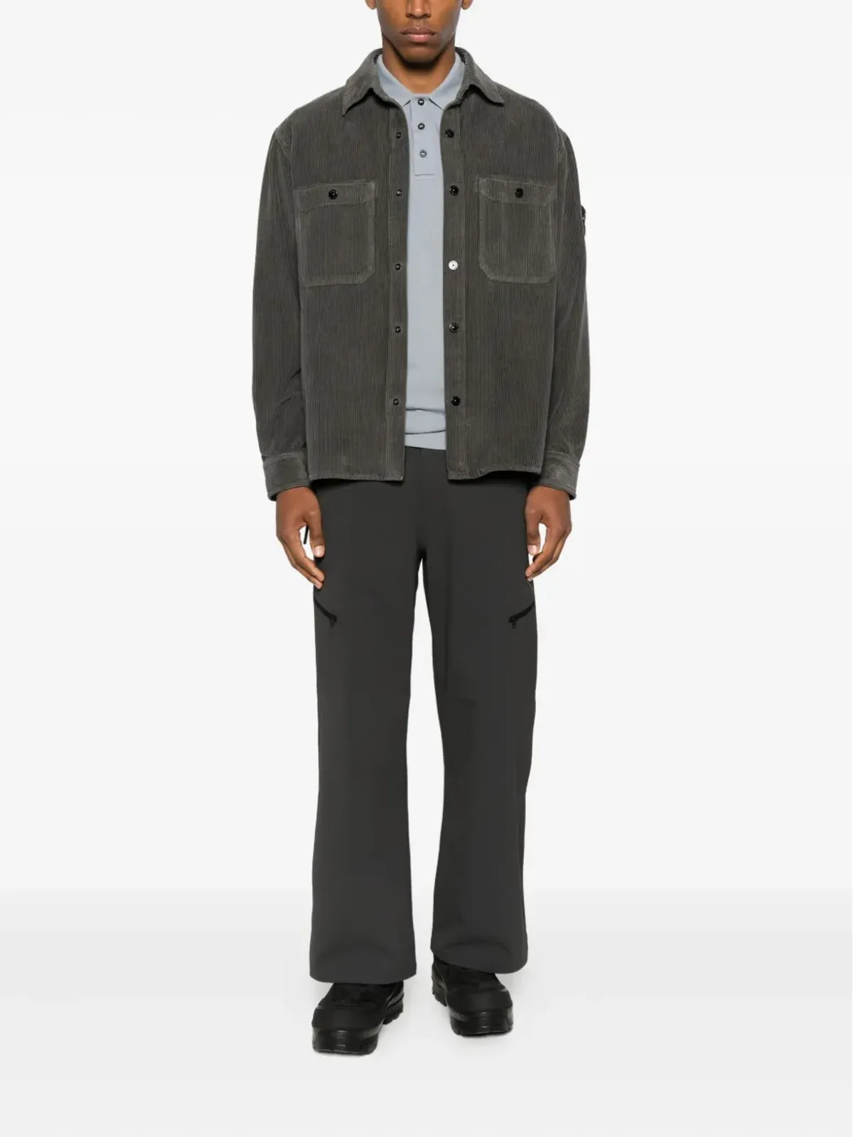 Stone Island ポケット付き コーデュロイ シャツ グレー - 画像2