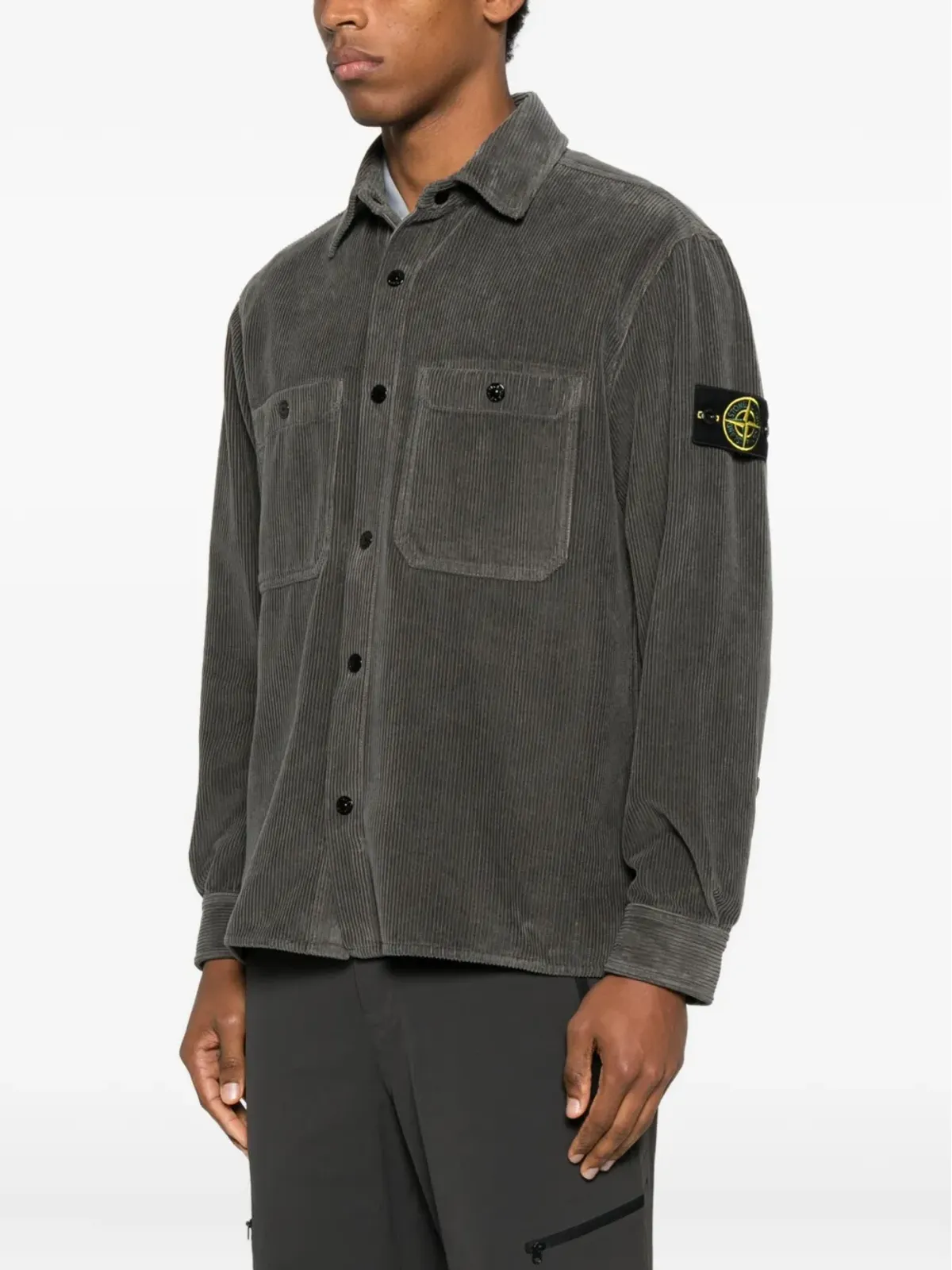 Stone Island ポケット付き コーデュロイ シャツ グレー - 画像3