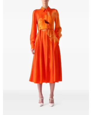 Jason Wu Collection 花柄プリントミディシャツドレス - オレンジ - サムネイル2