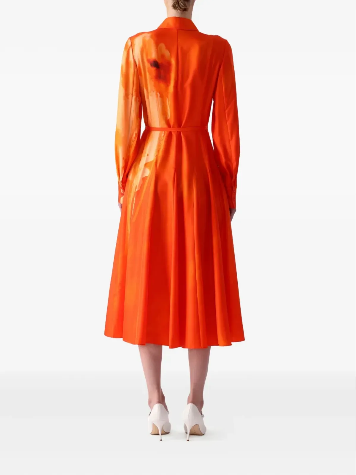 Jason Wu Collection 花柄プリントミディシャツドレス - オレンジ - 画像4