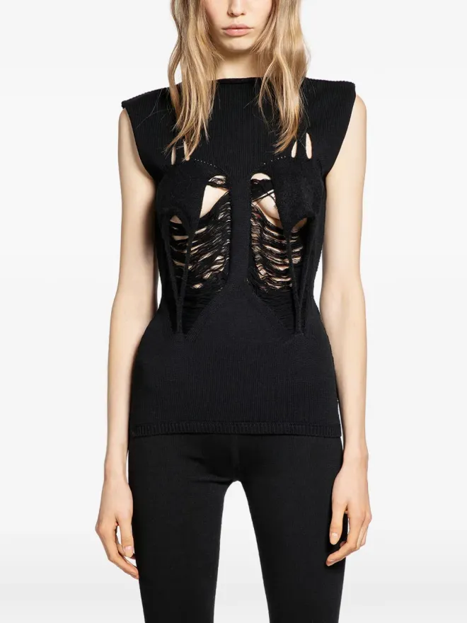 Rick Owens Rick Owens タンジャ distressed トップ - ブラックの商品画像