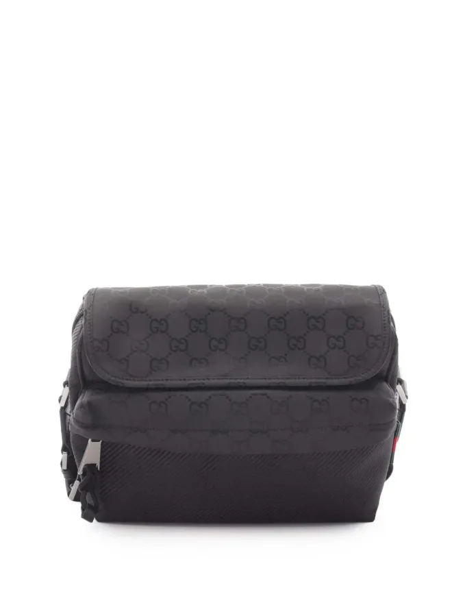 Gucci Pre-Owned Gucci ビンテージ 2016-2025 ミディアム GGナイロンウェブ ネクサス クロスボディバッグ - ブラックの商品画像
