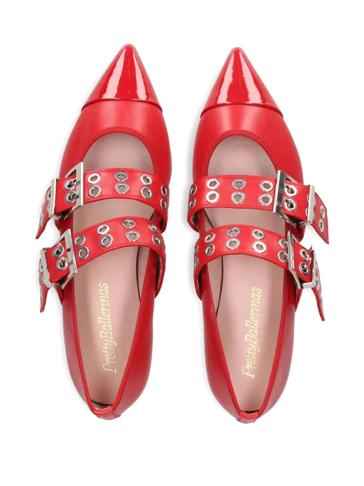 Pretty Ballerinas バックルアイレット バレエフラット - レッド - 画像3