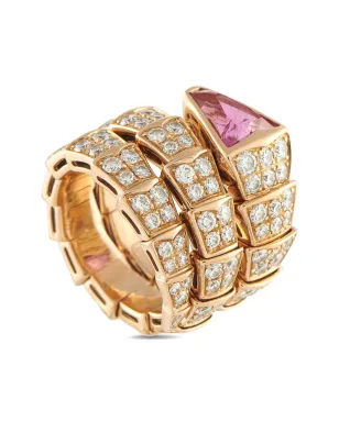 Bvlgari 18Kローズゴールド セルペンティ ダイヤモンドとトルマリンのリング - ピンク - サムネイル1