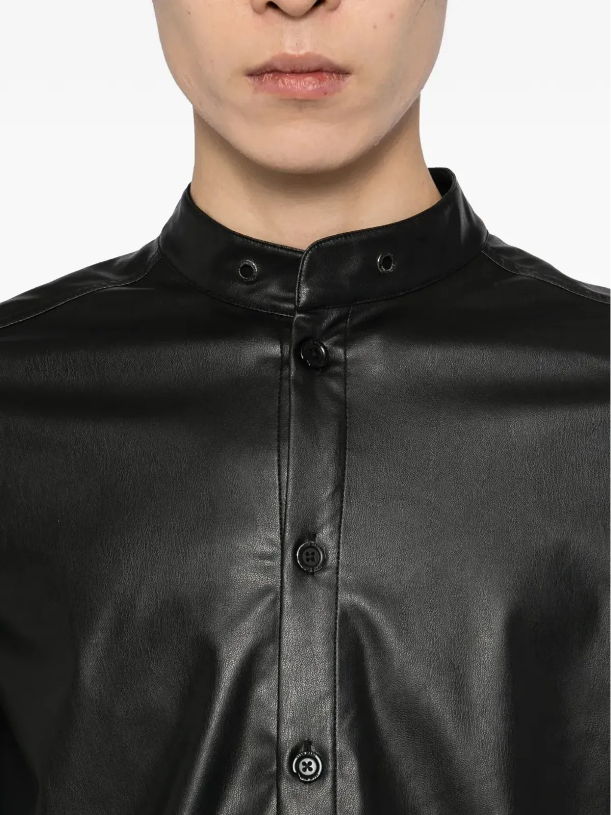 TEAM WANG design raw-edge shirt - Black - 画像5