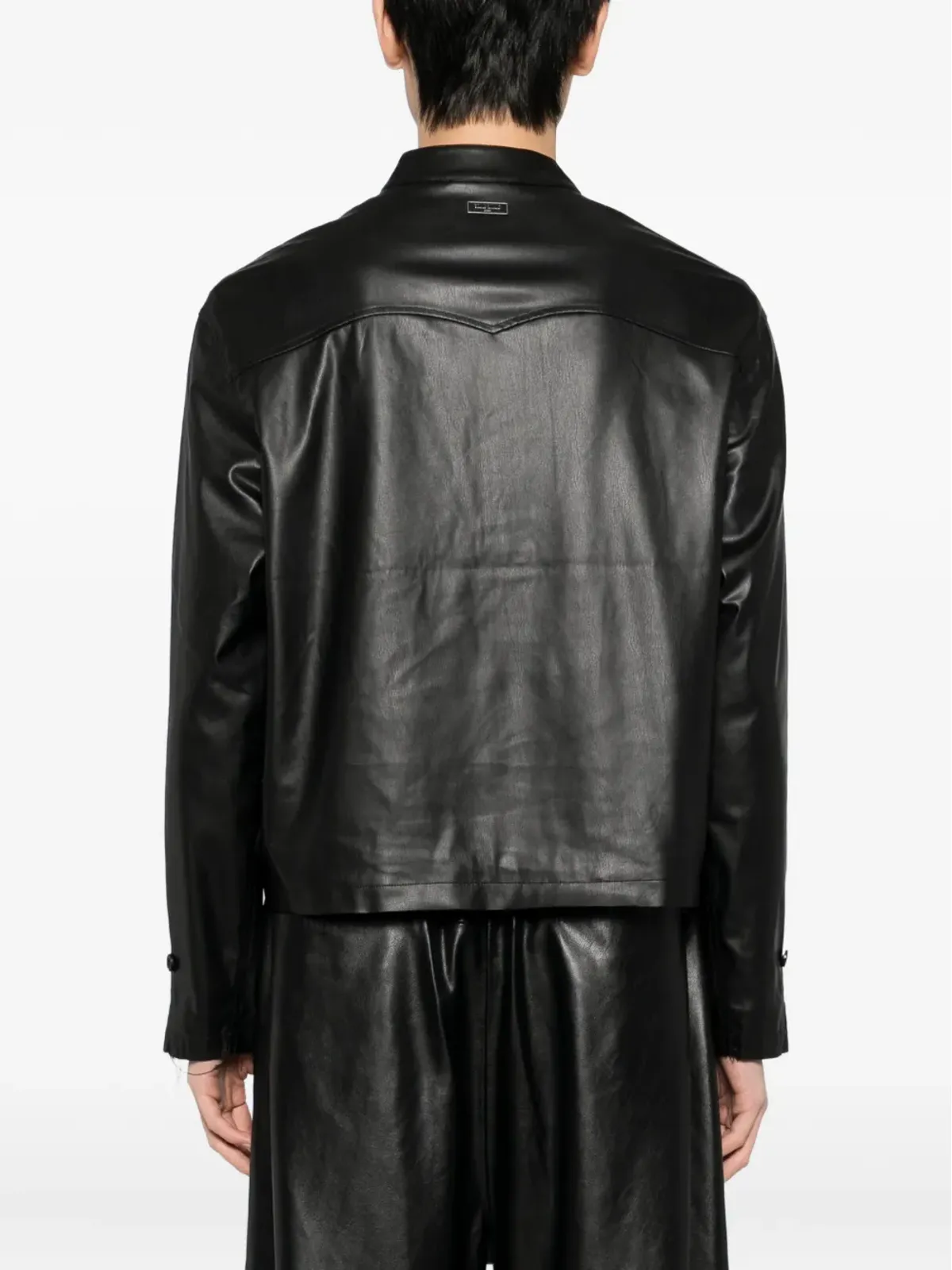 TEAM WANG design raw-edge shirt - Black - 画像4