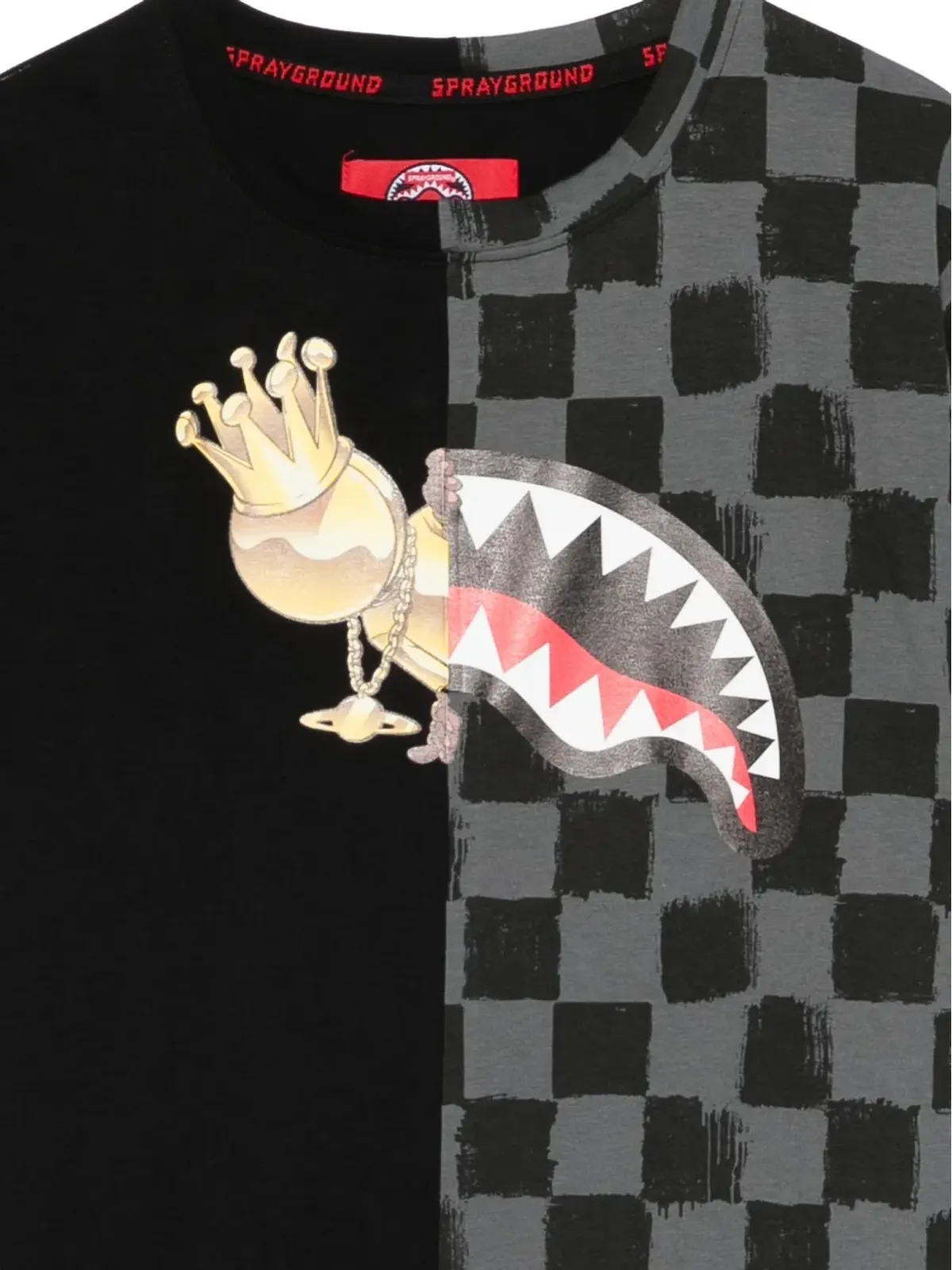 Sprayground チェック柄グラフィックTシャツ（ブラック） - 画像3