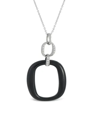 Damiani 18Kホワイトゴールド ダイヤモンドとオニキスのネックレス - サムネイル1