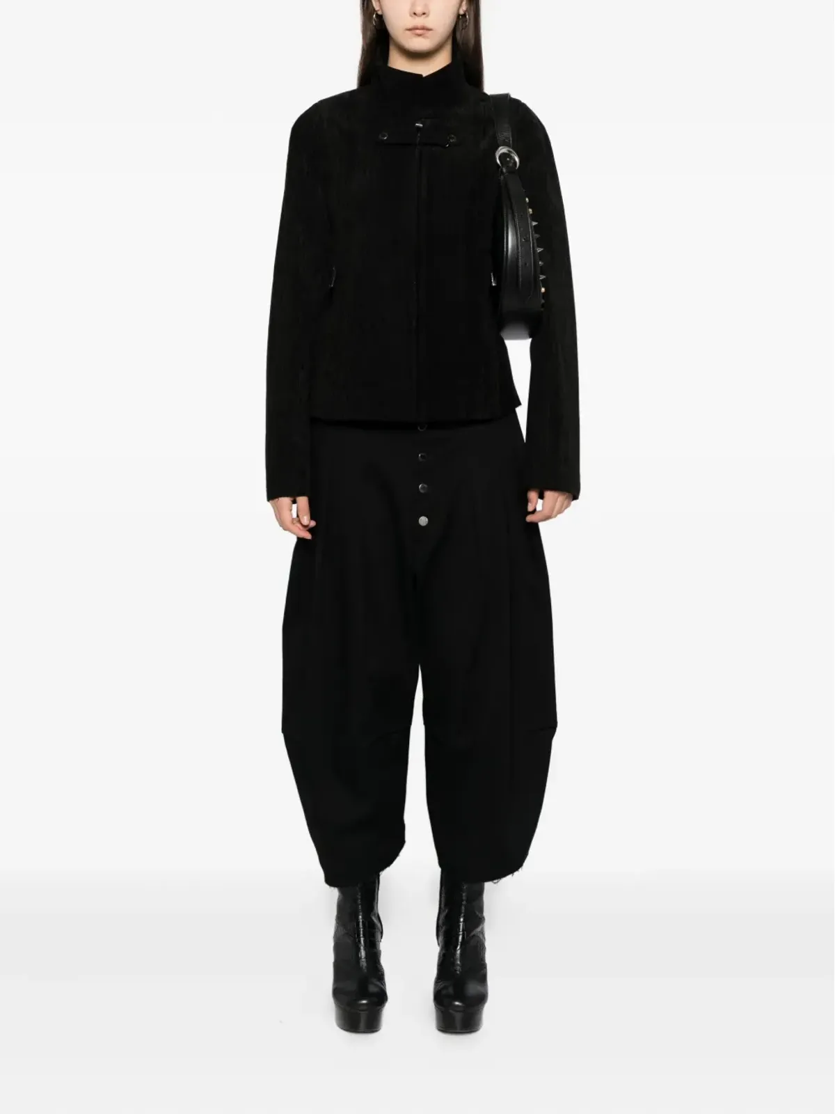 TEAM WANG design コーデュロイ切りっぱなしディテールジャケット ブラック - 画像3